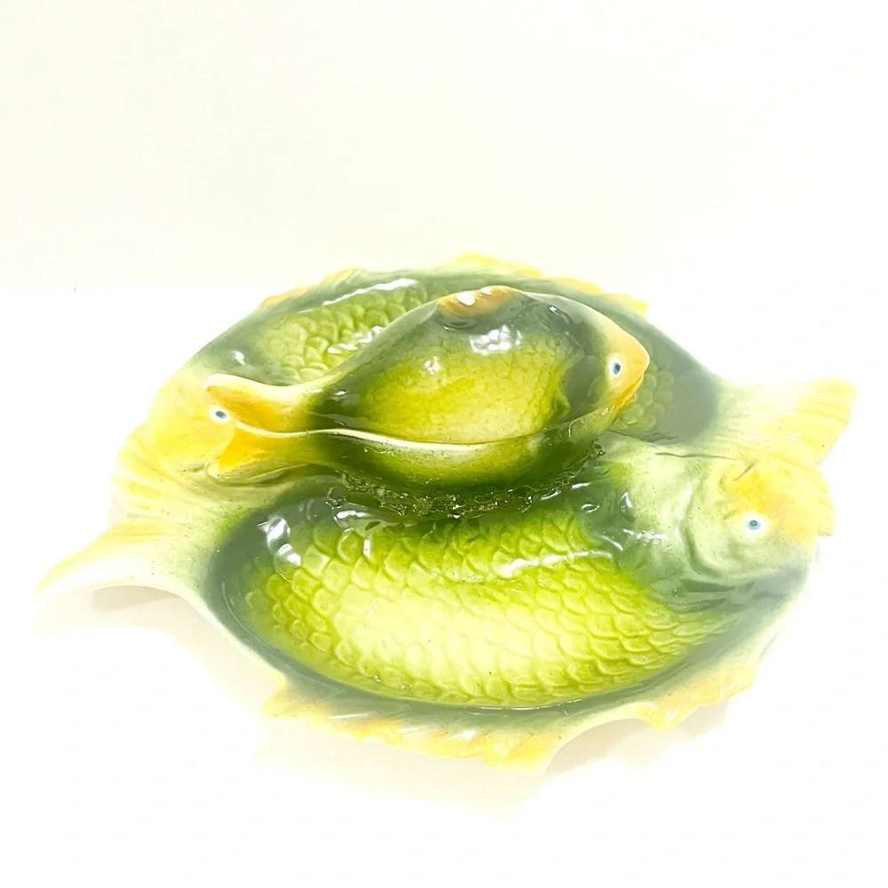 Vintage italy colorful fish shaped ceramic serving platte